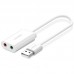 Звукова карта USB AUX jack, TRRS (Mic + Ear), ALC4042 15cm Ugreen Біла US205 (30143)