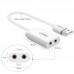 Звукова карта USB AUX jack, TRRS (Mic + Ear), ALC4042 15cm Ugreen Біла US205 (30143)