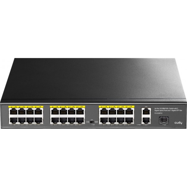 Комутатор Cudy FS1026PS1, 24 порт10/100M PoE+ Switch with 2 Gigabit Port+ 1SFP 300W (FS1026PS1)