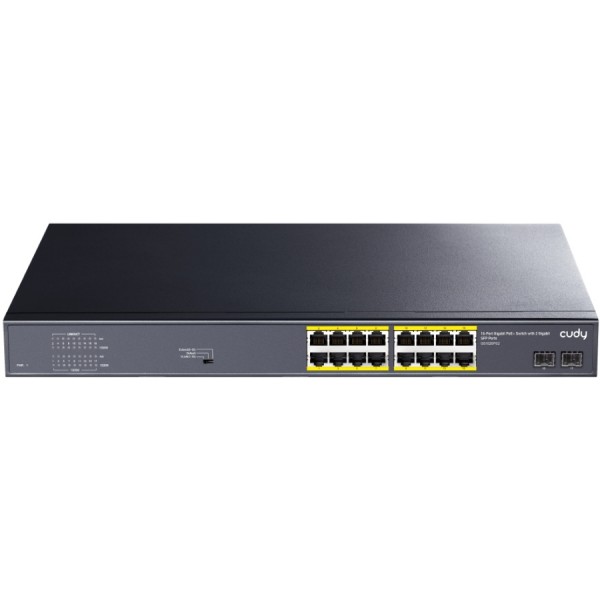 Комутатор Cudy GS1020PS2, 16-Port Gigabit PoE+ Switch with 2 Gigabit SFP ports 200W (GS1020PS2)