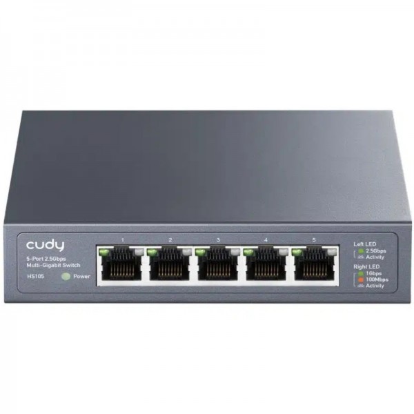 Комутатор Cudy HS105, 5 портовий 100/1000/2500Mbps, 2.5G Metal Switch (HS105)
