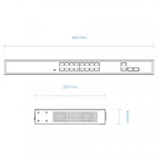 Комутатор VIVOTEK AW-FGT-180D-250, Unmanaged 16xFE PoE + 2xGE Combo Switch (AW-FGT-180D-250)