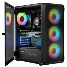 Корпус LogicConcept PORTOS MESH+GLASS ARGB fans 4x120mm BLACK без БЖ ATX (AT-PORTOS-10-0000000-0002)