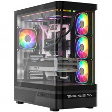 Корпус Modecom VOLCANO AQ200 ARGB MIDI FRONT LCD, 4x120mm fans BLACK без БЖ ATX (MC-A-AQ200-4FA-B)