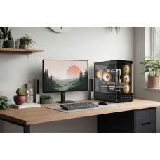 Корпус Modecom VOLCANO AQ200 ARGB MIDI FRONT LCD, 4x120mm fans BLACK без БЖ ATX (MC-A-AQ200-4FA-B)