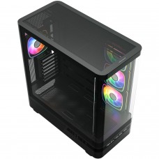 Корпус Modecom VOLCANO AQ200 ARGB MIDI FRONT LCD, 4x120mm fans BLACK без БЖ ATX (MC-A-AQ200-4FA-B)