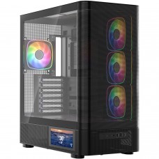 Корпус Modecom VOLCANO AQ400 ARGB MIDI SIDE LCD 6,2”, 4x120mm fans BLACK без БЖ ATX (MC-A-AQ400-4FA-B)