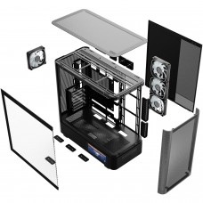 Корпус Modecom VOLCANO AQ400 ARGB MIDI SIDE LCD 6,2”, 4x120mm fans BLACK без БЖ ATX (MC-A-AQ400-4FA-B)