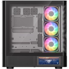 Корпус Modecom VOLCANO AQ400 ARGB MIDI SIDE LCD 6,2”, 4x120mm fans BLACK без БЖ ATX (MC-A-AQ400-4FA-B)