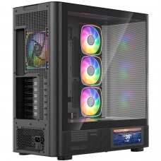 Корпус Modecom VOLCANO AQ400 ARGB MIDI SIDE LCD 6,2”, 4x120mm fans BLACK без БЖ ATX (MC-A-AQ400-4FA-B)