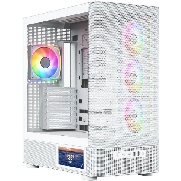 Корпус Modecom VOLCANO AQ400 ARGB MIDI SIDE LCD 6,2”, 4x120mm fans WHITE без БЖ ATX (MC-A-AQ400-4FA-W)