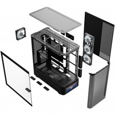 Корпус Modecom VOLCANO AQ500 ARGB MIDI FRONT LCD 6,2”, 4x120mm fans BLACK без БЖ ATX (MC-A-AQ500-4FA-B)
