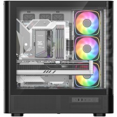 Корпус Modecom VOLCANO AQ500 ARGB MIDI FRONT LCD 6,2”, 4x120mm fans BLACK без БЖ ATX (MC-A-AQ500-4FA-B)