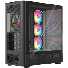 Корпус Modecom VOLCANO AQ500 ARGB MIDI FRONT LCD 6,2”, 4x120mm fans BLACK без БЖ ATX (MC-A-AQ500-4FA-B)