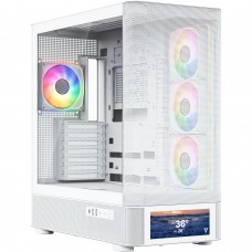 Корпус Modecom VOLCANO AQ500 ARGB MIDI FRONT LCD 6,2”, 4x120mm fans WHITE без БЖ ATX (MC-A-AQ500-4FA-W)