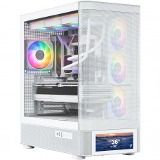 Корпус Modecom VOLCANO AQ500 ARGB MIDI FRONT LCD 6,2”, 4x120mm fans WHITE без БЖ ATX (MC-A-AQ500-4FA-W)