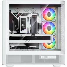 Корпус Modecom VOLCANO AQ500 ARGB MIDI FRONT LCD 6,2”, 4x120mm fans WHITE без БЖ ATX (MC-A-AQ500-4FA-W)