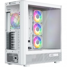 Корпус Modecom VOLCANO AQ500 ARGB MIDI FRONT LCD 6,2”, 4x120mm fans WHITE без БЖ ATX (MC-A-AQ500-4FA-W)