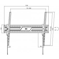Кронштейн для ТВ AGN AGN100-690T з нахилом/43"-100"/75 кг/max.VESA 900x600/Black (AGN100-690T)