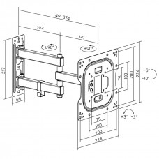 Кронштейн для ТВ AGN AGN43-222P з поворотом/два коліна/23"-43"/30 кг/max.VESA 200x200/Black (AGN43-222P)