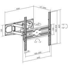Кронштейн для ТВ AGN AGN70-442P з поворотом/два коліна/32"-70"/40 кг/max.VESA 400x400/Black (AGN70-442P)