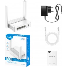 Маршрутизатор Cudy WR300, N300 Wi-Fi Router, 802.11b/g/n,300Mbps, 2.4GHz, 4 × 10/100Mbps Ports, 2 × (WR300)