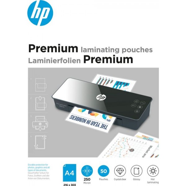 Плівка для ламінування HP Premium Laminating Pouches, A4, 250 Mic, 216x303, 50 pcs (9125)