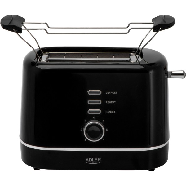 Тостер Adler AD 3224 black 850Вт/ 2 відділення/7 режимів підсмажування/розморожування/підігрів булок (AD3224B)