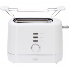 Тостер Adler AD 3224 white 850Вт/ 2 відділення/7 режимів підсмажування/розморожування/підігрів булок (AD3224W)