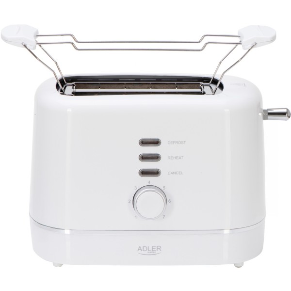 Тостер Adler AD 3224 white 850Вт/ 2 відділення/7 режимів підсмажування/розморожування/підігрів булок (AD3224W)