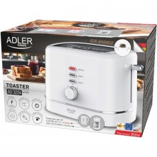 Тостер Adler AD 3224 white 850Вт/ 2 відділення/7 режимів підсмажування/розморожування/підігрів булок (AD3224W)