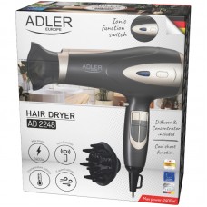 Фен Adler AD 2248 grey champane 2200Вт/ 2 швидкості/ хол.обдув/ темп.режимів-3/ іонізація/ дифузор (AD2248G)