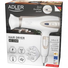Фен Adler AD 2248 white champagne 2200Вт/ 2 швидкості/ хол.обдув/ темп.режимів-3/ іонізація/ дифузор (AD2248W)