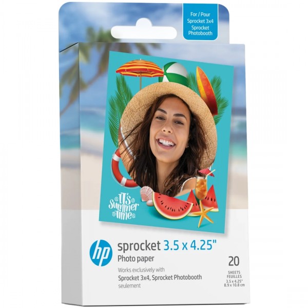 Фотопапір HP Sprocket Zink 3.5"x4.25" Глянцевий, самоклеючий, 20 листів (HPIZ3X420)
