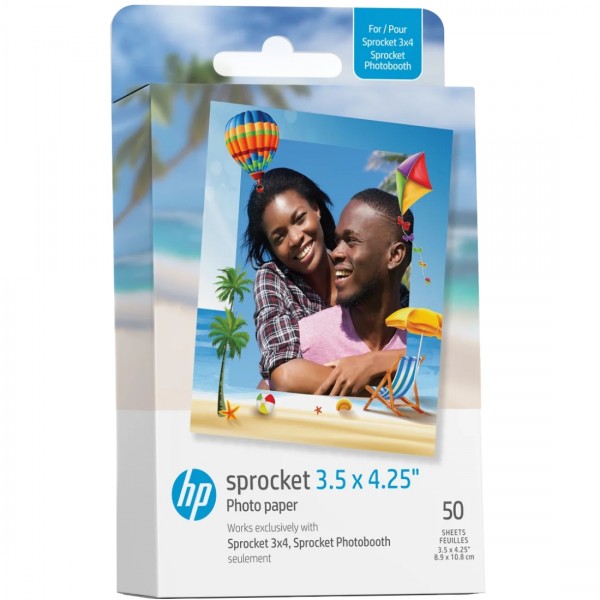 Фотопапір HP Sprocket Zink 3.5"x4.25" Глянцевий, самоклеючий, 50 листів (HPIZ3X450)