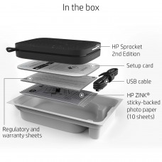 Фотопринтер портативний HP Sprocket Black (2"x3",313x400dpi,Zink, 64MB,Bluetooth, колір чорний) (HPISPB)