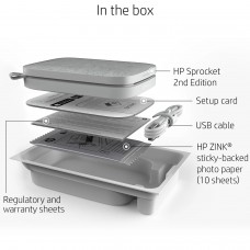 Фотопринтер портативний HP Sprocket White (2"x3",313x400dpi,Zink, 64MB,Bluetooth, колір білий) (HPISPW)