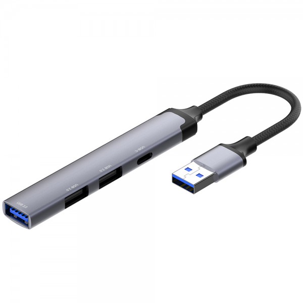 Хаб USB 3.0 -&gt 2xUSB 2.0+1xUSB 3.0+1xUSB-C Grey ColorWay (CW-HUB05)