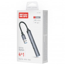 Хаб USB 3.0 -&gt 2xUSB 2.0+1xUSB 3.0+1xUSB-C Grey ColorWay (CW-HUB05)