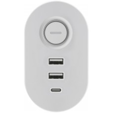 Power filtr 1,5м IOIO SL3000, 1.5м, білий (3 зах роз + 2 порти USB-A та 1 порт USB-C) (41212)