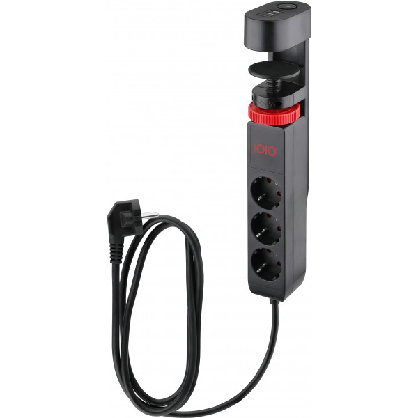 Power filtr 1,5м IOIO SL3000, 1.5м, чорний (3 зах роз + 2 порти USB-A та 1 порт USB-C) (41211)