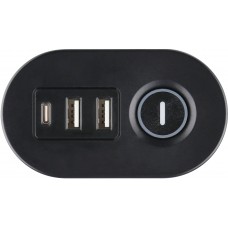 Power filtr 1,5м IOIO SL3000, 1.5м, чорний (3 зах роз + 2 порти USB-A та 1 порт USB-C) (41211)