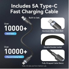 Зарядний пристрій 3xUSB 70W GaN (2хUSB-C+USB-A) + USB-C cable М-М Black Vention (TZ-FEXH0-EU)