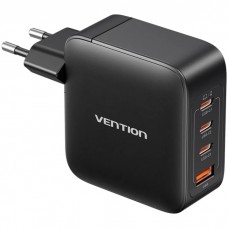 Зарядний пристрій 4xUSB 100W GaN (3хUSB-C+USB-A) + USB-C cable М-М Black Vention (TZ-FETH0-EU)