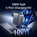 Зарядний пристрій 4xUSB 100W GaN (3хUSB-C+USB-A) + USB-C cable М-М Black Vention (TZ-FETH0-EU)