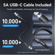 Зарядний пристрій 4xUSB 100W GaN (3хUSB-C+USB-A) + USB-C cable М-М Black Vention (TZ-FETH0-EU)