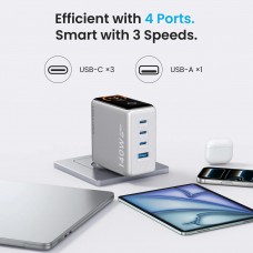 Зарядний пристрій 4xUSB 140W GaN (3хUSB-C+USB-A) + USB-C cable М-М White Vention (TZ-FCOI0-EU)