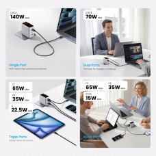 Зарядний пристрій 4xUSB 140W GaN (3хUSB-C+USB-A) + USB-C cable М-М White Vention (TZ-FCOI0-EU)