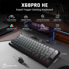 Клавіатура ігрова магнітна Attack Shark X68 Pro HE 66кл. RGB, Wireless, Moonlit Night (X68PROHEML_AS)