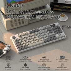 Клавіатура ігрова механічна Attack Shark K86 87кл.RGB,Wireless, Business Gray (K86BG_AS)